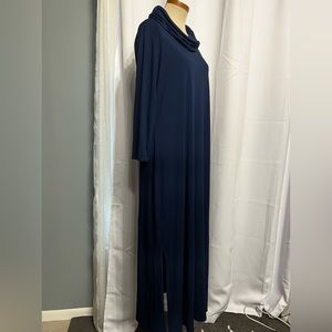 Pure J Jill Dress ( Size M Tall )Womens Navy  Side Slit Long Sleeve Maxi Stretch